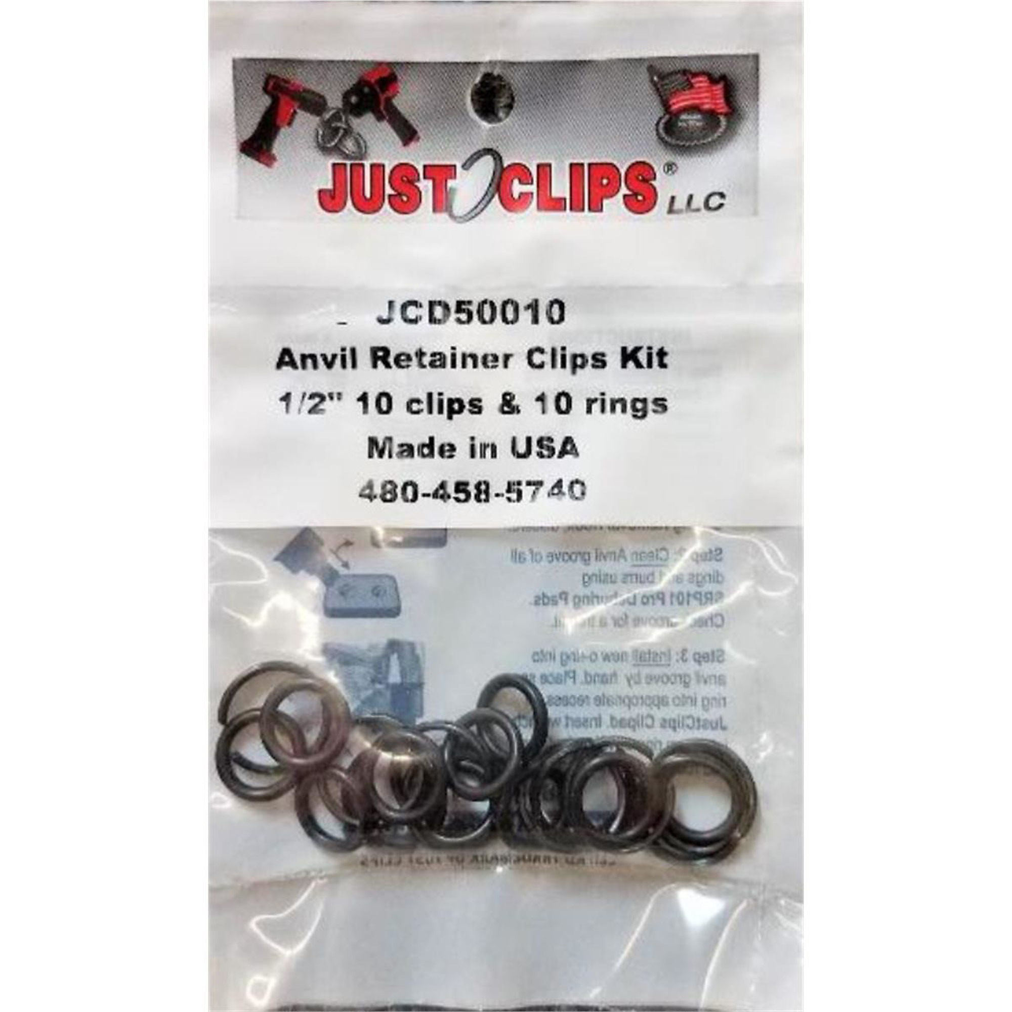 Just Clips O-Ring and Snap Ring Kit — 1/2in., 10 Pcs, Model# JSCJCD50010